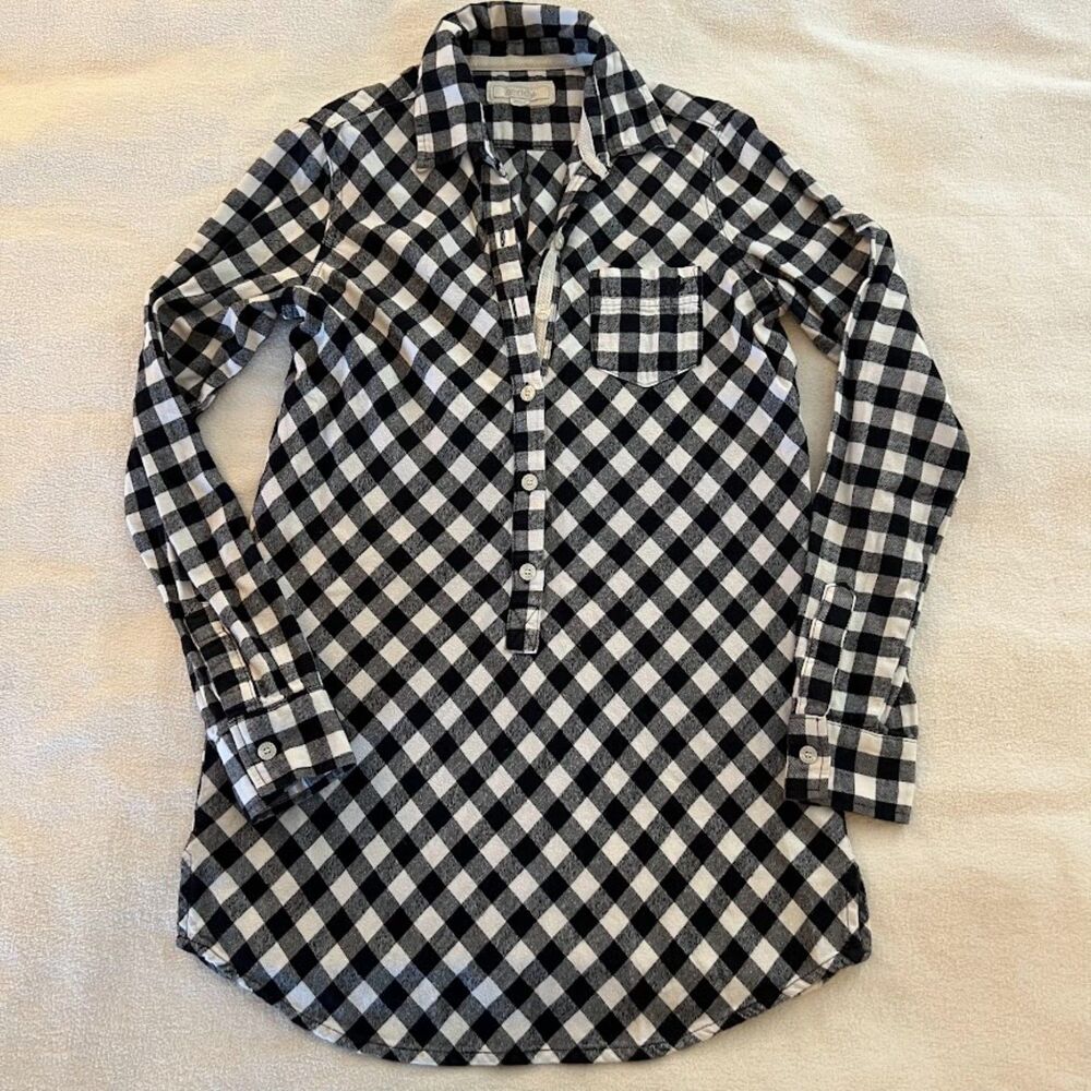 Aerie Women's Plaid Tunic Black White Cotton Timeless Everyday Classic, Size S